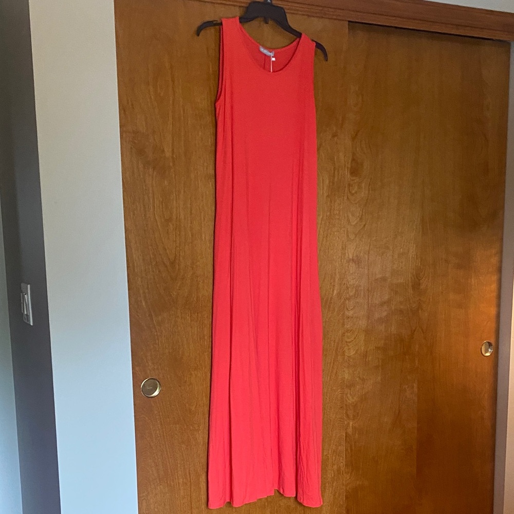 Vibrant Coral Sleeveless Maxi Dress. NWT.